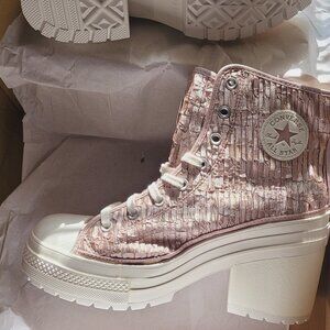 Converse Chuck 70 De Luxe Heel Satin Sneakers Chaotic Neutral/Egret NWOT